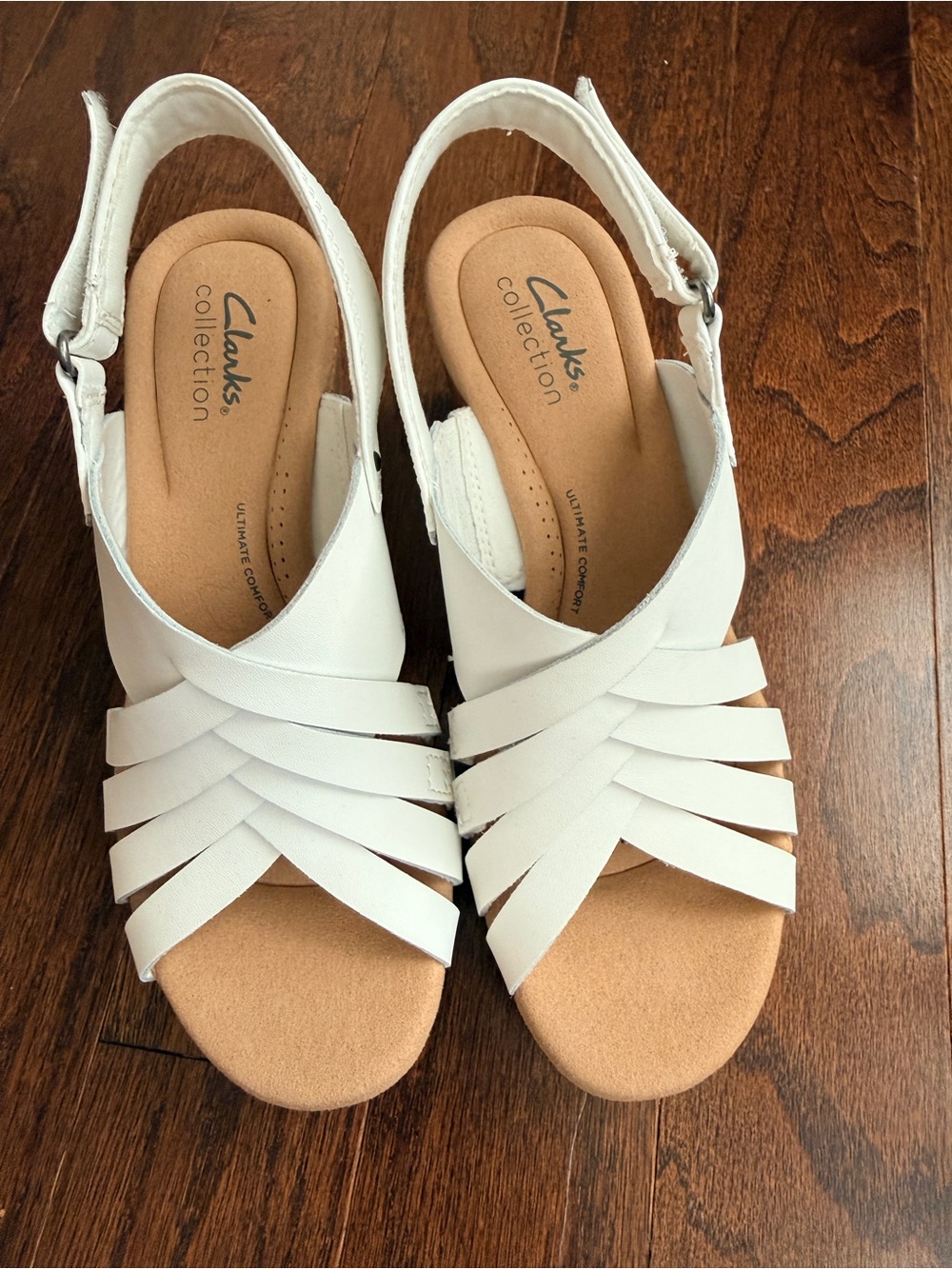 Brand New Clark Giselle White Leather Slingback Sandals women’s size 7